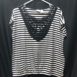 Chico’s Black & White Striped Top